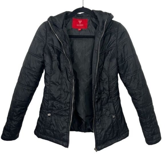Guess Black Quilted Karaline Jacket XS Flawed - Picture 7 of 14